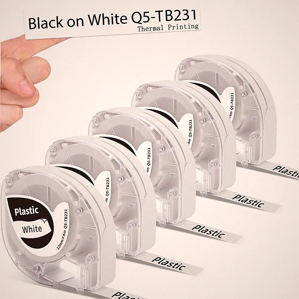 5 Pack P12 Label Maker Tape with Dymo Label Maker Refills LT-100H, 100T, 200B...