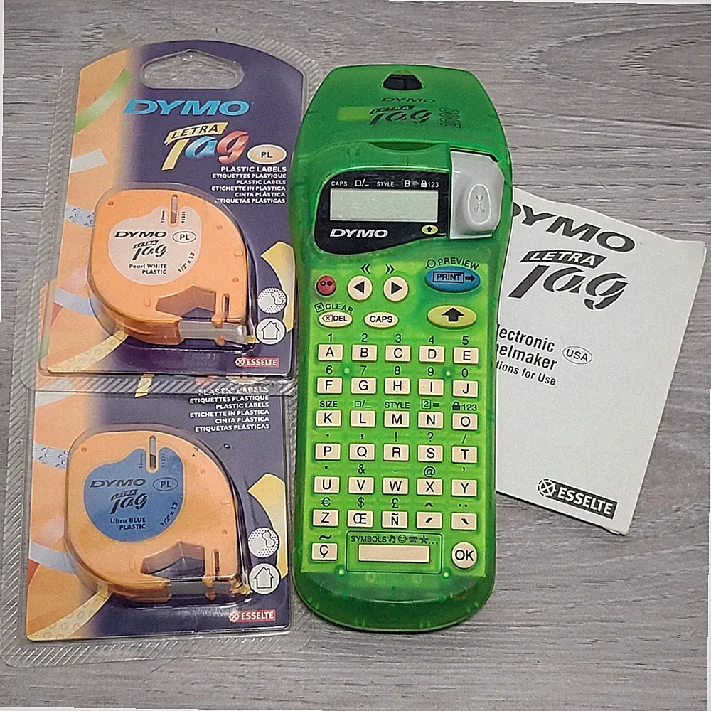 Dymo LetraTag 2000 Green Label Maker Printer Manual Ink Bundle WORKS